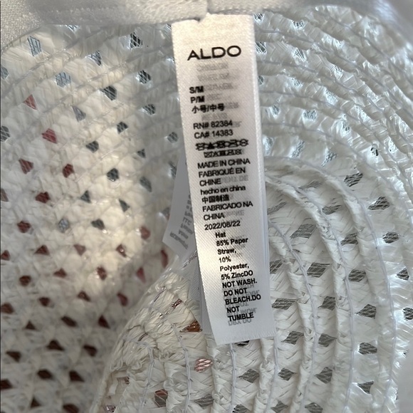 ALDO Chic White and Gold Sun Hat with Woven Design - Picture 7 of 8